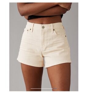 AE Stretch Super High-Waisted Relaxed‎ Short Size 12 Off White